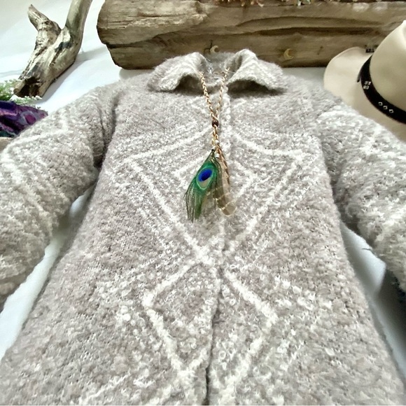 Sweet Boho Peacock/feather necklace-native/western/Navajo/Pendleton/cottage vibe - Picture 8 of 8